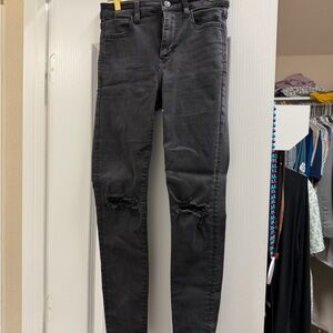 American Eagle Outfitters Charcoal Distressed Skinny Jeans